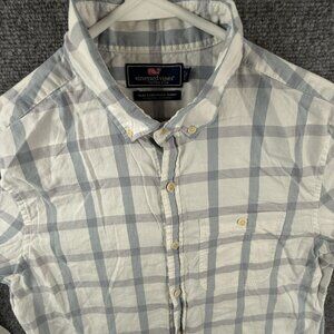 Vineyard Vines Longshore Button Up Long Sleeve Slim Stretch Small Blue White